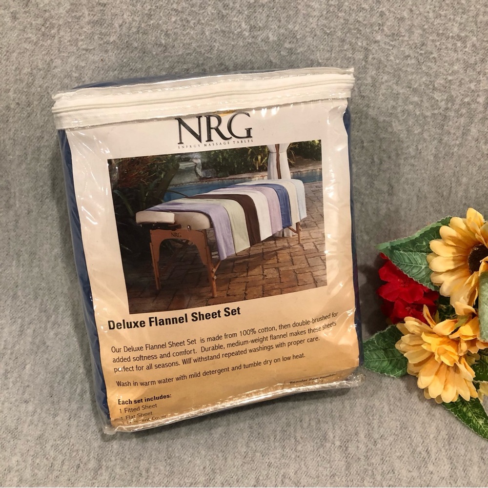 NWT - Royal Blue Massage Table NRG Deluxe Flannel Sheet Set